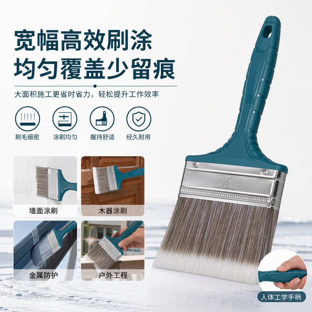 Multifunction blue handle pincel detalle de cabeza ancha herramienta de pincel para el hogar profesional artículos de decoración