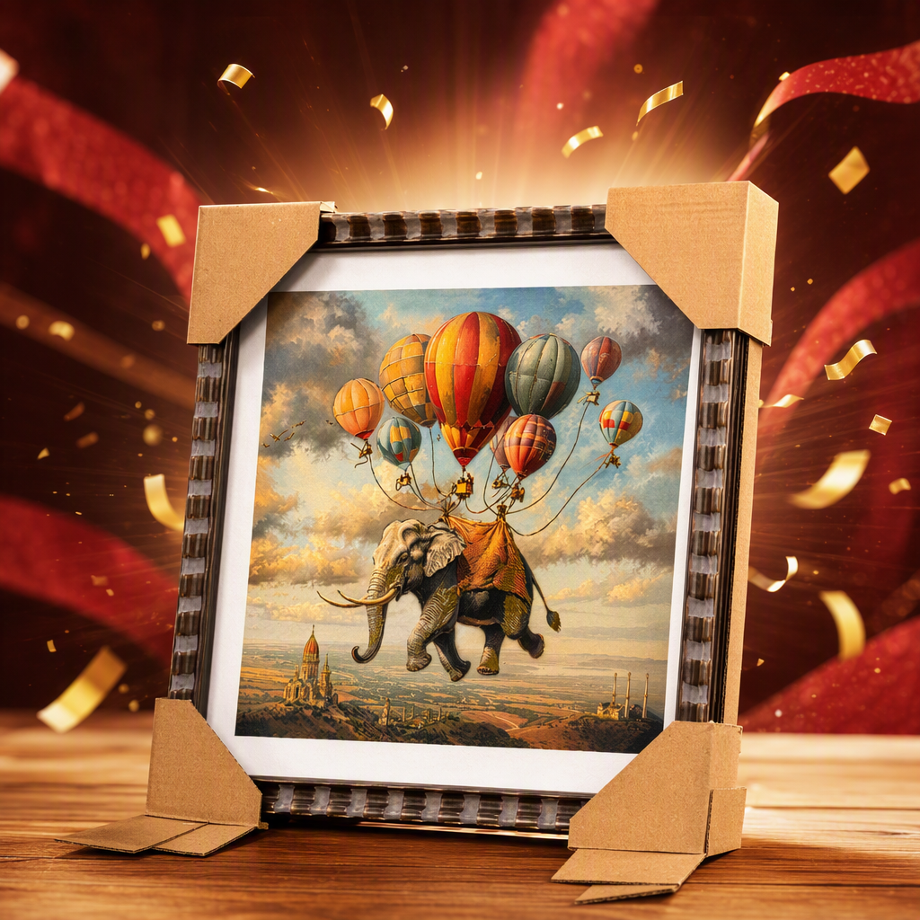 Creative colorful hot air balloon and elephant-themed mural for children's room cartoon decorative painting, warm and interesting artwork Specification image