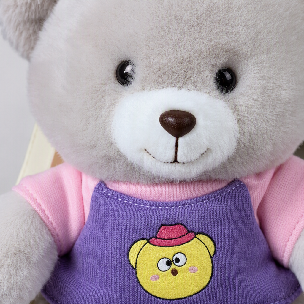 This cute plush bear backpack in purple and pink pairs well with a fashionable and casual children's student bag, making it a versatile and trendy choice Application Scenario