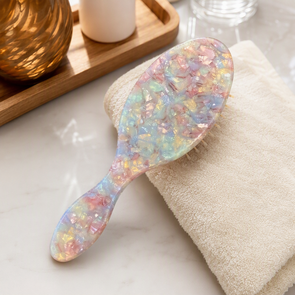 Colorful floral patterned comb, fashionable hair comb, portable hair styling tool, suitable for both men and women details Picture