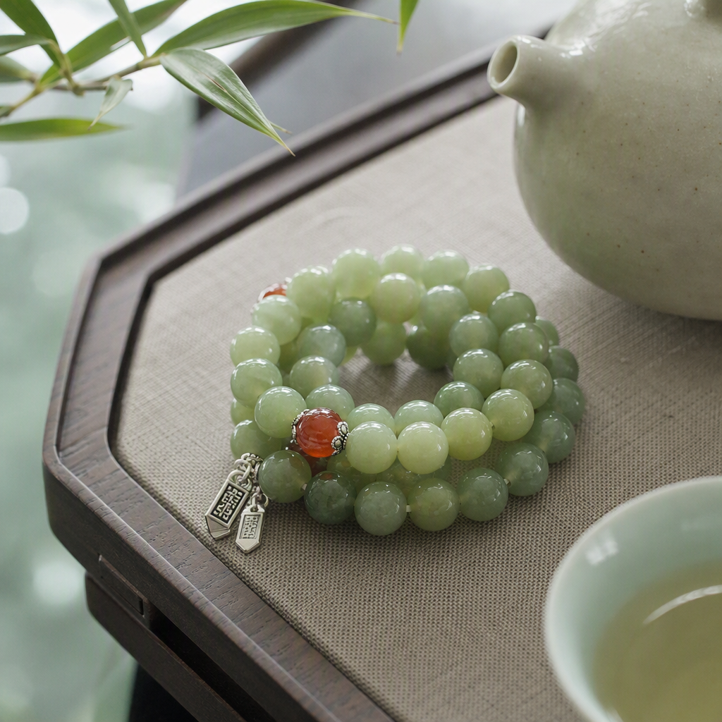 Fashionable jade bracelet, apple green Xiuyan jade bracelet, women's Korean version bracelet, hand-woven bracelet accessory, trendy gift details Picture