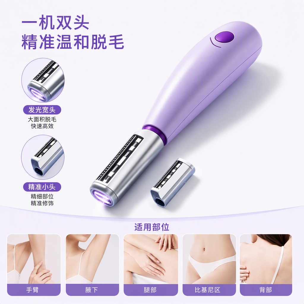 A purple handheld beauty device with a silver blade placed against a water ripple background is a smooth skin care and beauty wonder full image