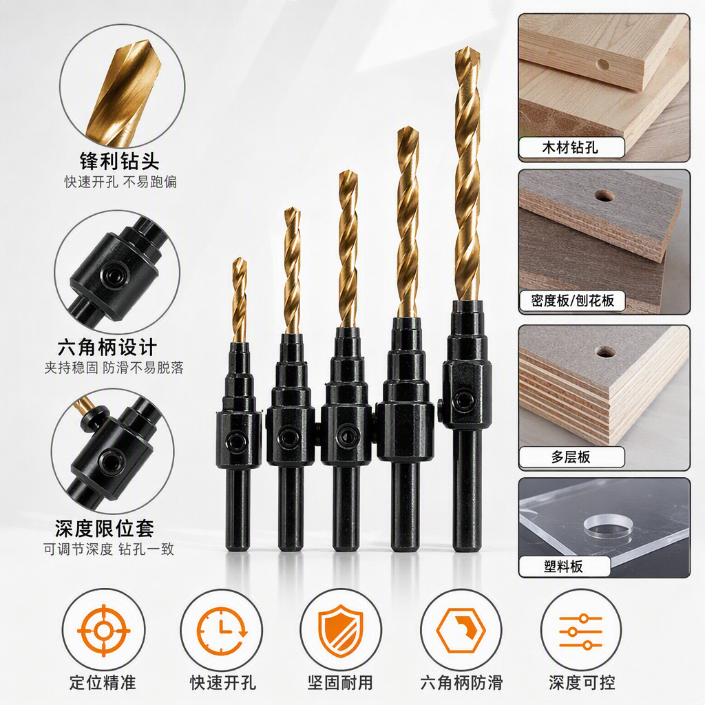 Multi-functional metal drill bit set, household and industrial portable electric drill accessories, wear-resistant and durable tools and consumables, free shipping full image
