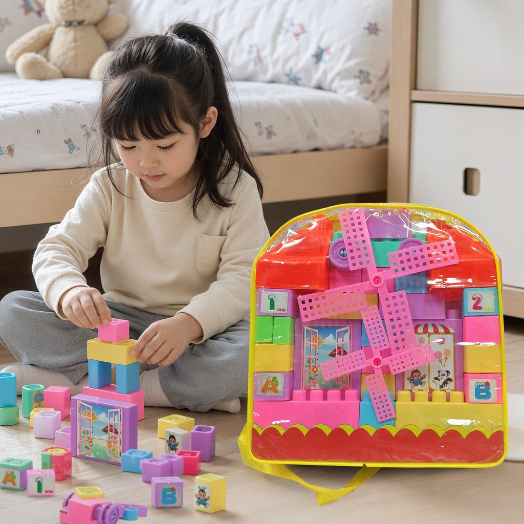 Children's backpack Windmill building block gift box, early education and intelligence building toys, boys and girls' enlightenment building gifts Specification image