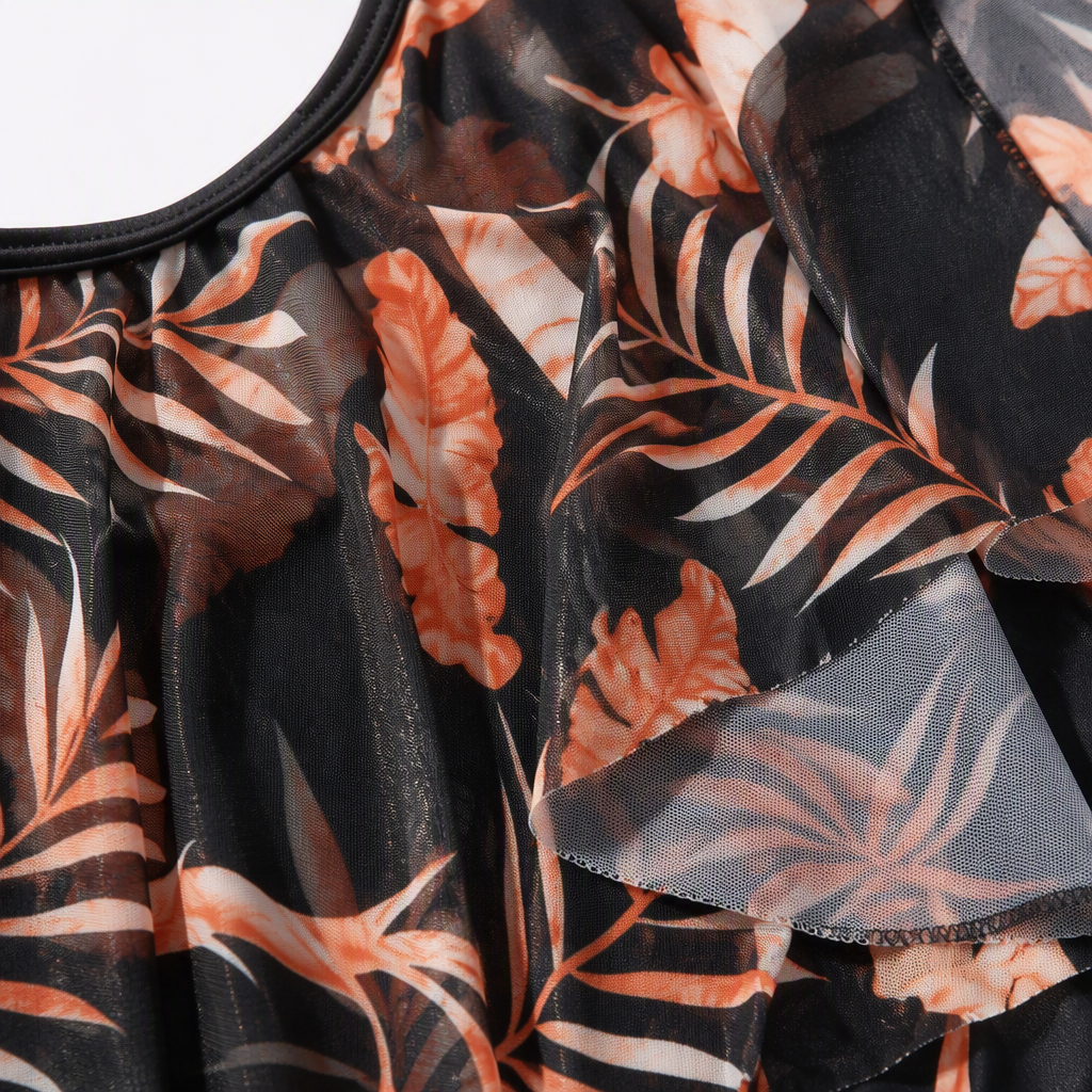 Tropical plant print dress, black and orange, casual and fashionable summer new women's wear, loose and slimming, trendy style Application Scenario