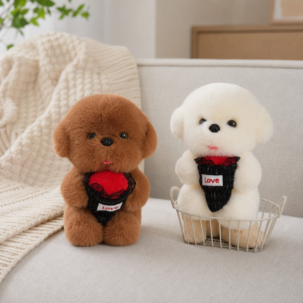 Cute brown teddy bear dolls, white plush fabric hug toys, children's gifts, promotional items, home decoration details Picture