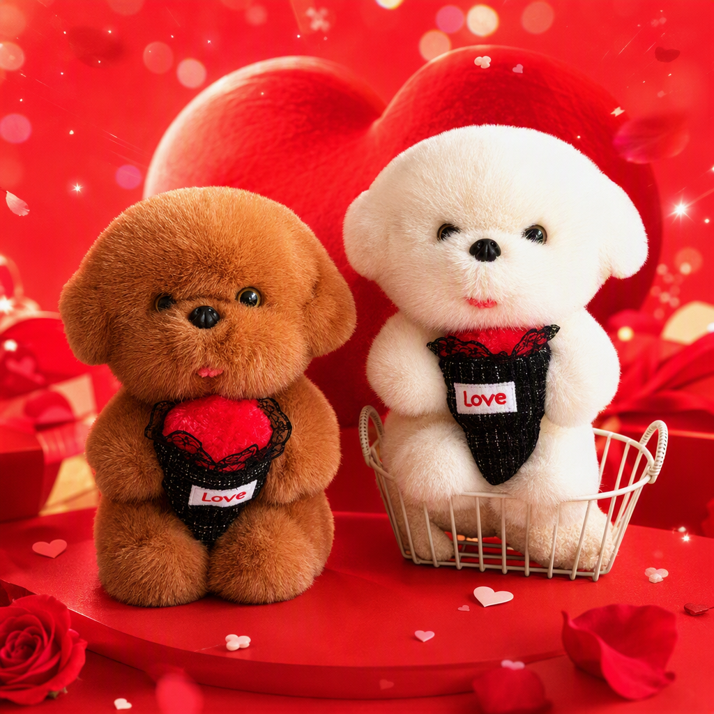 Cute brown teddy bear dolls, white plush fabric hug toys, children's gifts, promotional items, home decoration Specification image