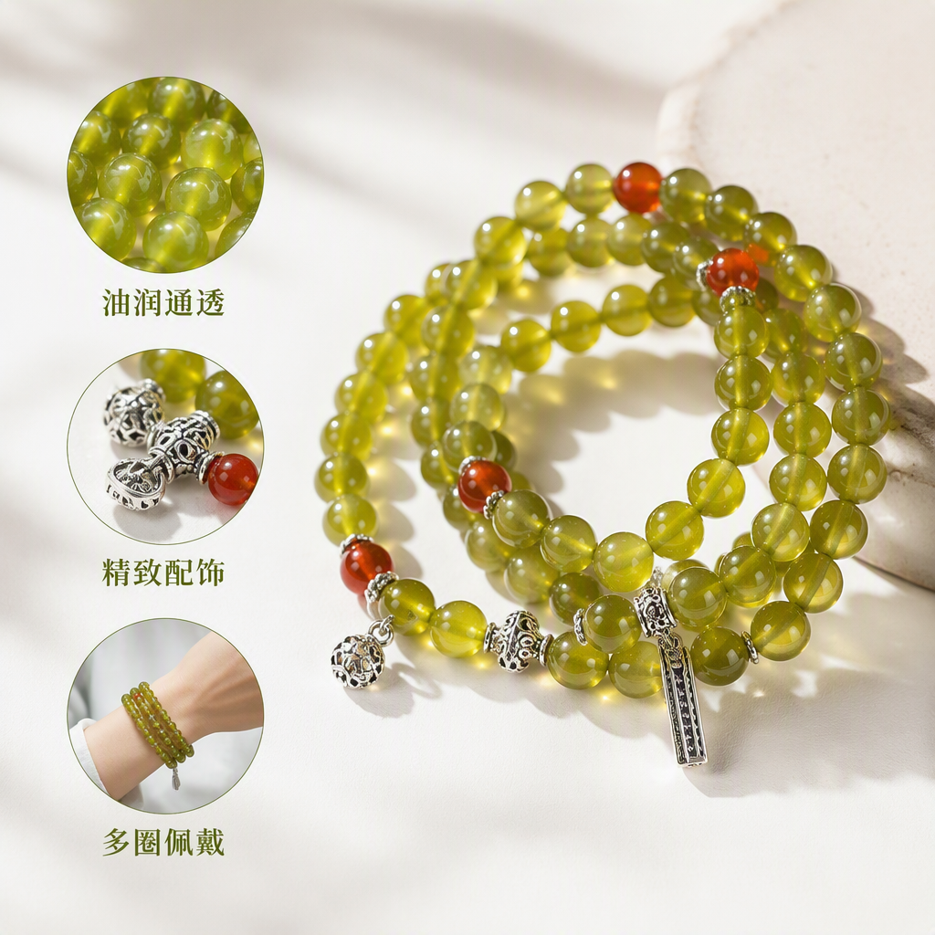 Moda natural amarillo y verde "xiujade" cadenas de jade hechas a mano joyas de jade simples y versátiles pulseras para hombres y mujeres tendencia regalos details Picture