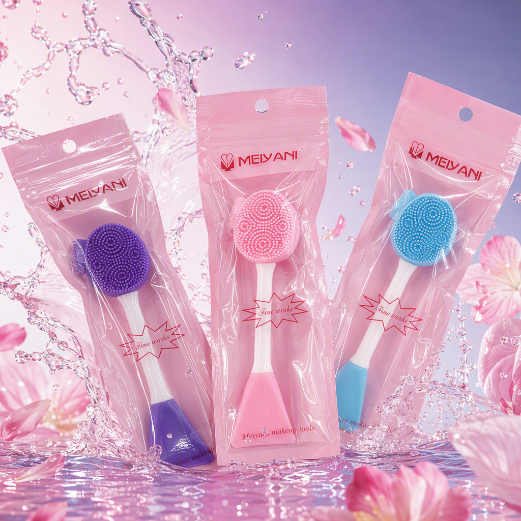 The multi-color silicone beauty tool set, including makeup brushes, powder puffs, beauty sticks and makeup supplies, is portable and practical Specification image