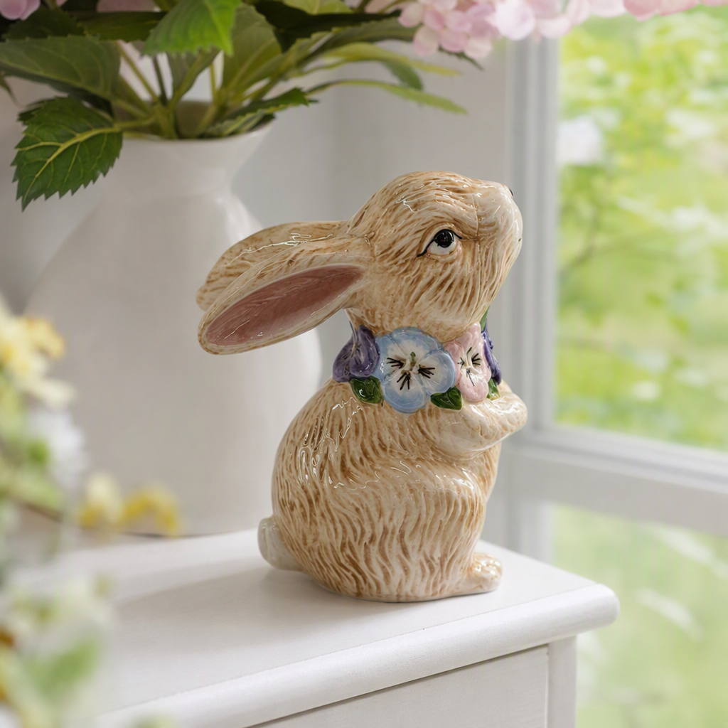 Creative ceramic animal decorations, cute rabbit ornaments, home living room tabletop handicrafts, gift ornaments details Picture