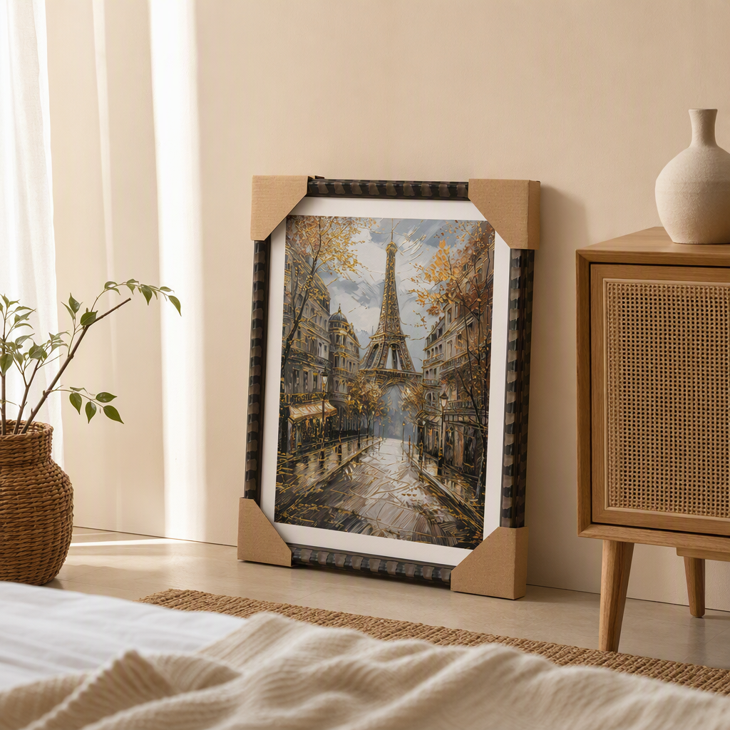 إطارات أسود مخططية في باريس ترسم لوحات فنية حديثة بسيطة في غرفة المعيشة details Picture