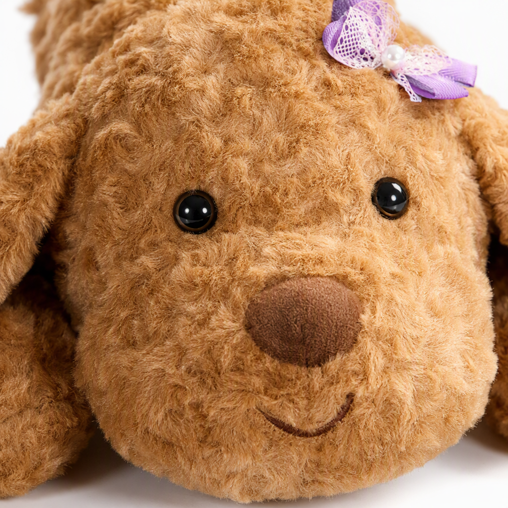 Cute brown and white plush dog doll, soft and adorable plush toy pillow Specification image