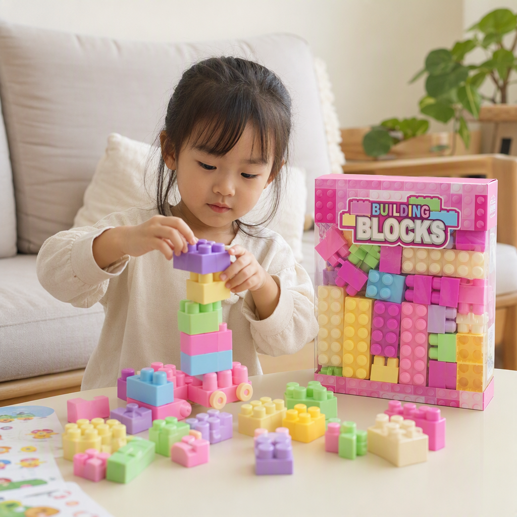 Children's large plastic building blocks color box gift box set, baby early education and intelligence building blocks and assembly toys details Picture