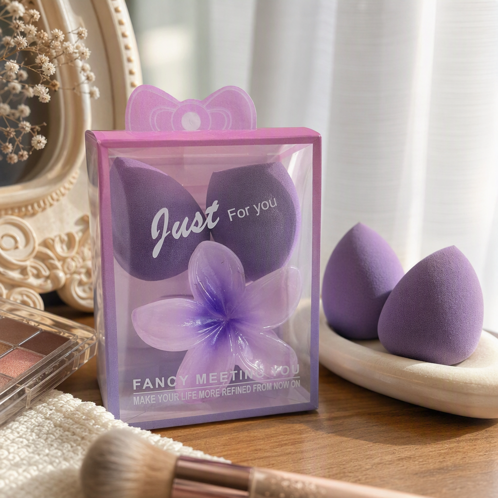 Professional multi-functional purple makeup sponge set, soft and fine powder puff, foundation, concealer, long-lasting makeup tool six-piece set details Picture
