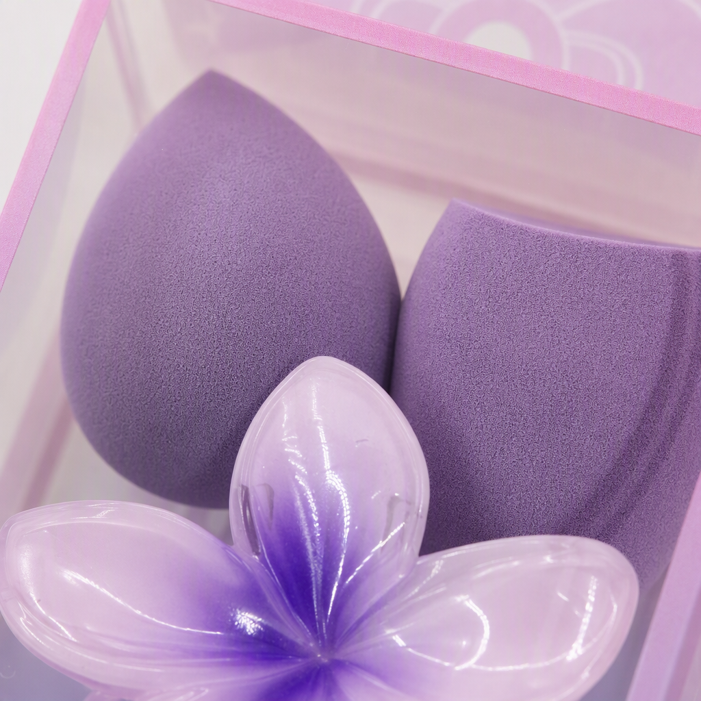 Professional multi-functional purple makeup sponge set, soft and fine powder puff, foundation, concealer, long-lasting makeup tool six-piece set Application Scenario