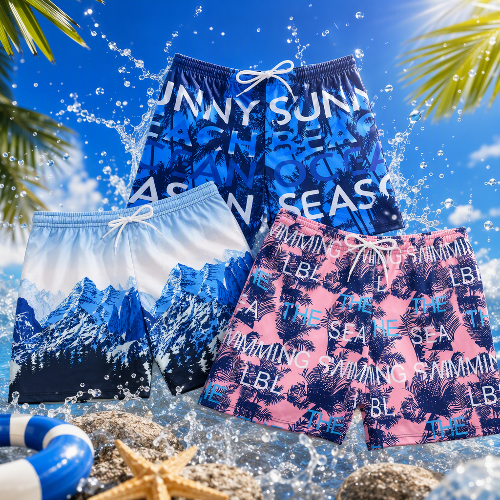 Azul nieve montaña bosque patrón pantalones casuales transpirable cómodo verano hombres pantalones deportivos de cinco puntos tendencia versátil Specification image