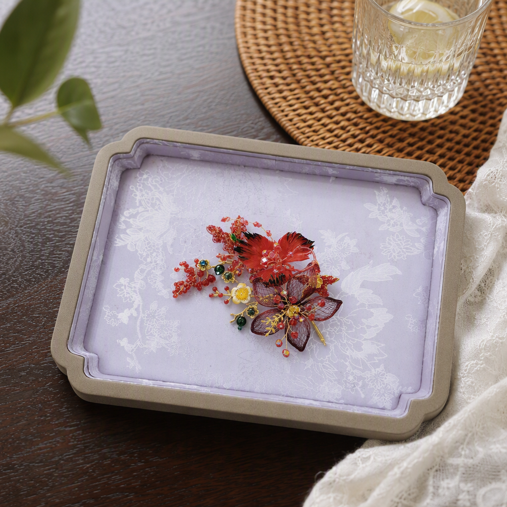 Fashionable red floral hair accessories, hair clips, elegant and sweet headwear for girls, versatile hair accessories and dressing accessories details Picture