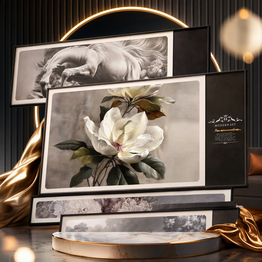 لوحات جدارية رمادية ترسم لوحات فنية حديثة في غرفة النوم في غرفة المعيشة Specification image