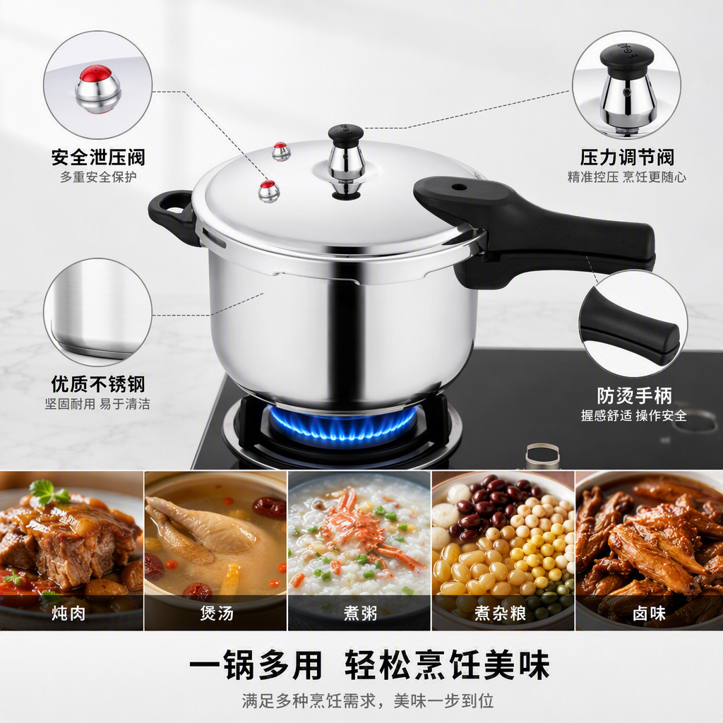 The multi-functional pressure cooker is a must-have daily necessities and kitchenware for home use in making soup and stewing meat, HR1135-1