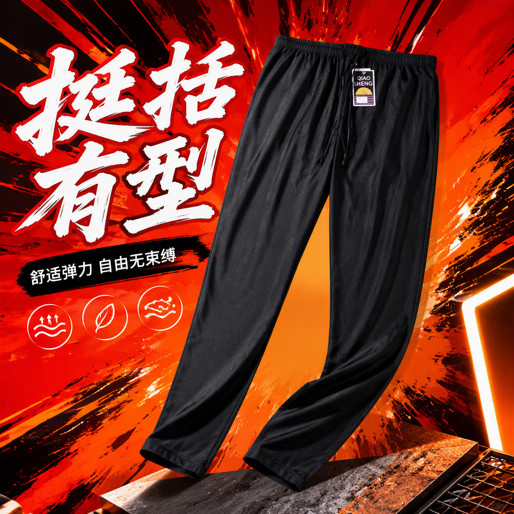 Moda versátil slim fit casual pantalón hombre pantalón negro tendencia holgada recta colección otoño-invierno Specification image