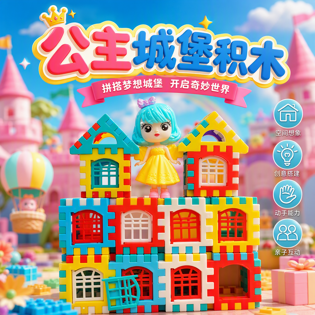 Niños princesa castillo bloques caja de regalo aprendizaje temprano puzzles montar juguetes hombres niñas iniciación montar regalo