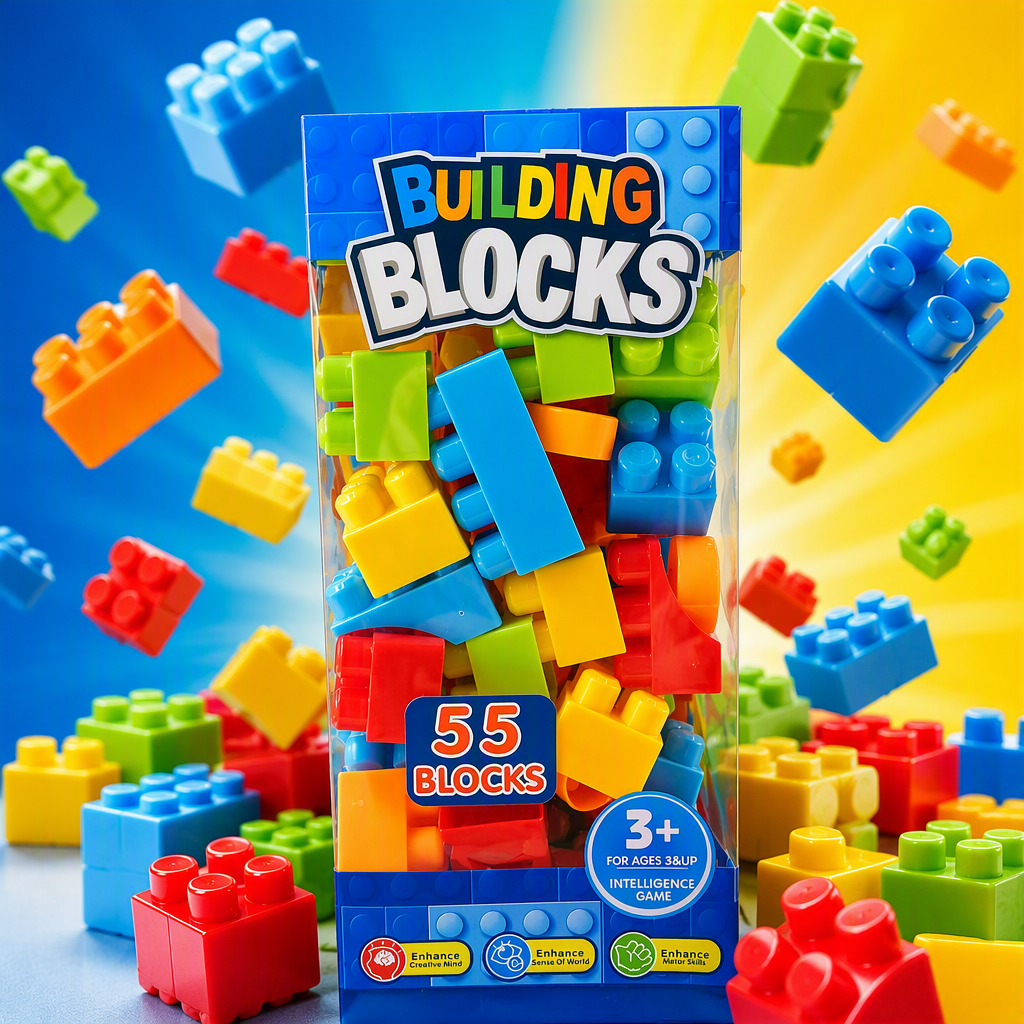 Niños 55 granular grande bloques de construcción caja de regalo de la enseñanza temprana puzzles montar juguetes para hombres y niñas iniciación montar regalo