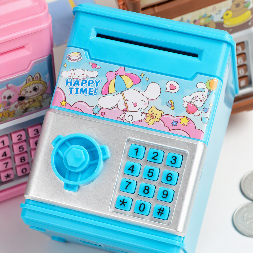 Cross-border cartoon children's piggy bank, password box, large-capacity simulation intelligent deposit machine, children's savings toy Specification image