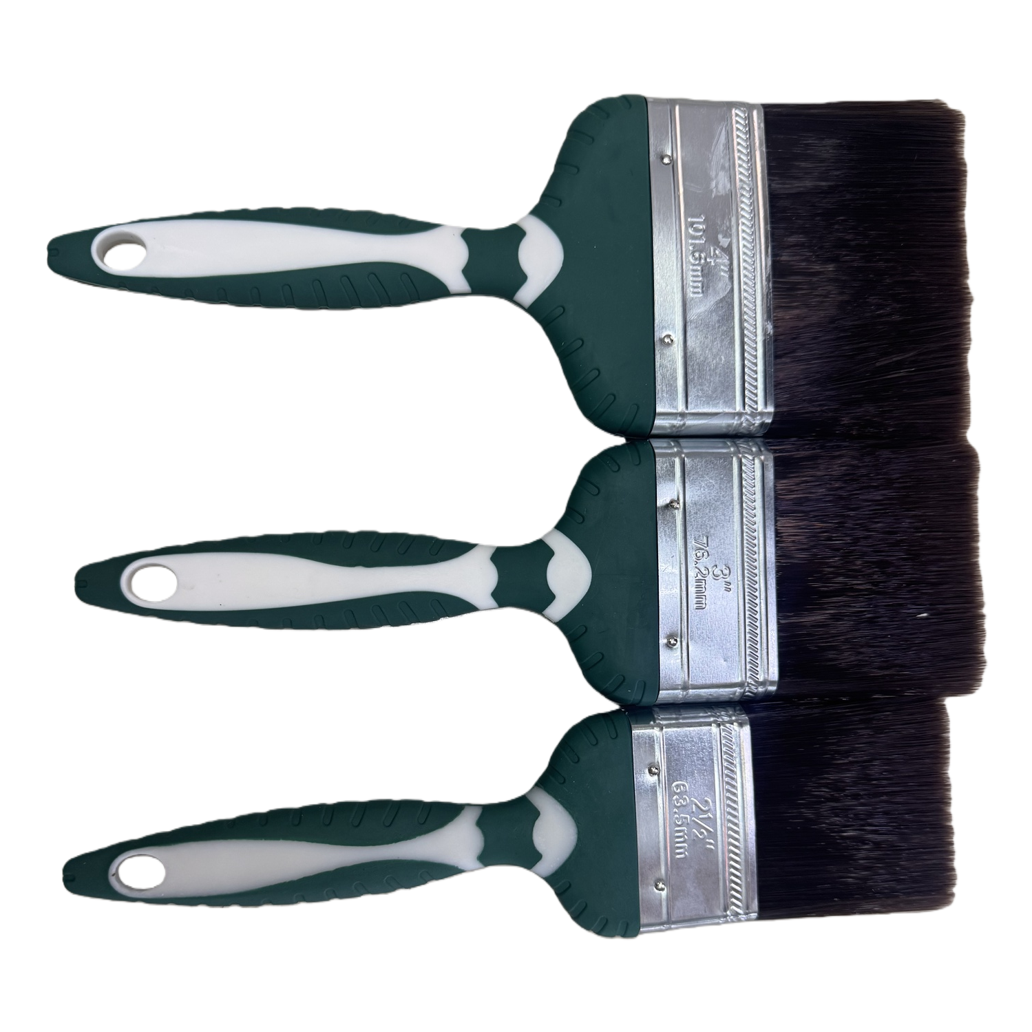 Three-piece set of multi-functional green handle paint brushes, durable coating tools, essential for home decoration Item Picture