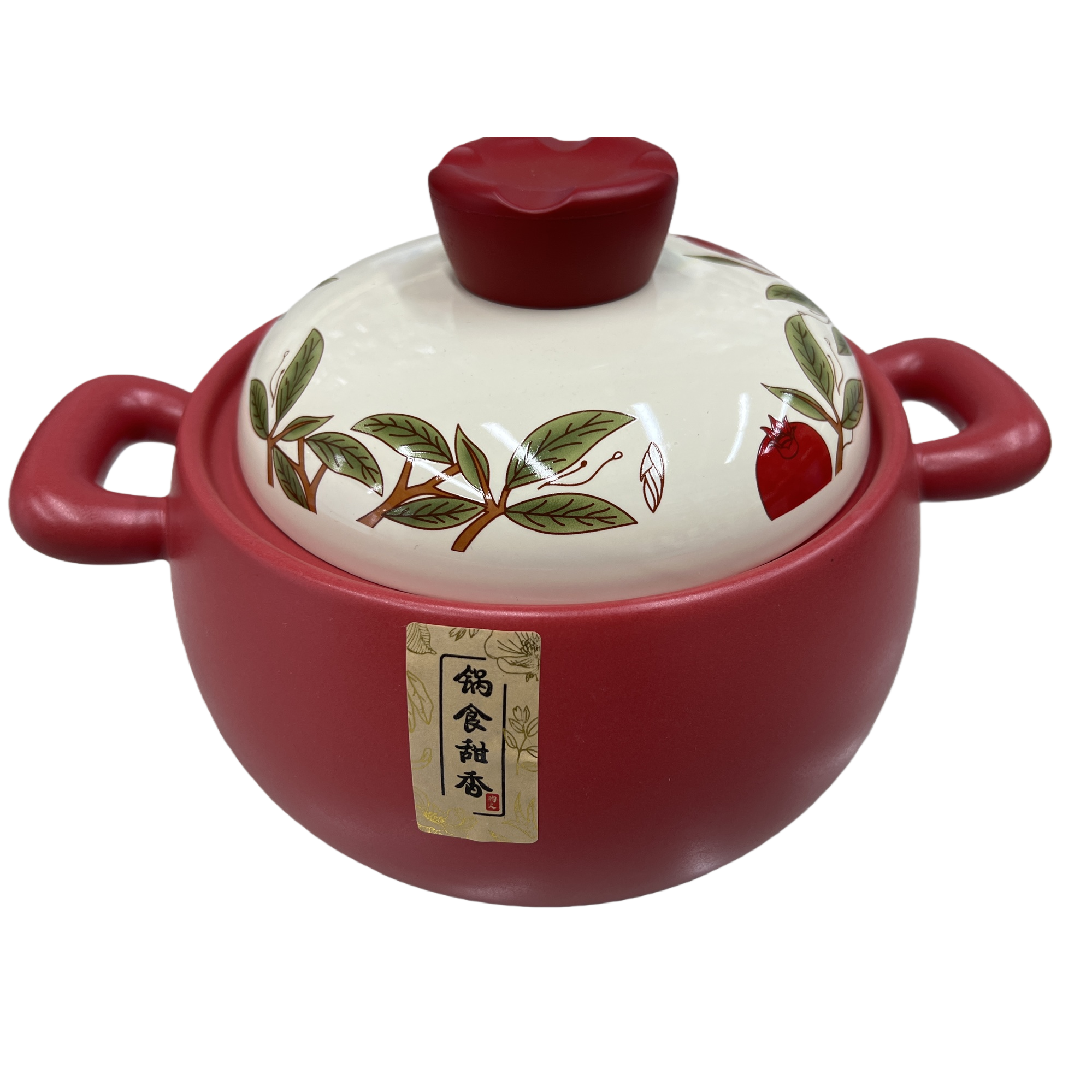 Multi-color ceramic cookware with white LIDS and green plant patterns, kitchen stewing pot, heat-resistant and durable household tableware Item Picture