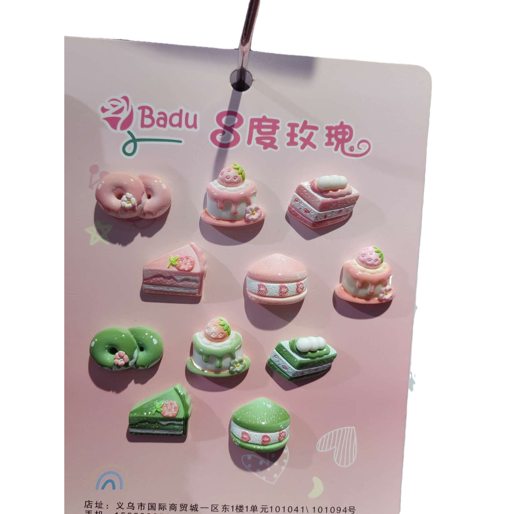 Fondo rosa varios postre molduras magnet pastel lindo macaron donut decoración pegatinas habitación de niños pegatinas de dibujos animados Item Picture