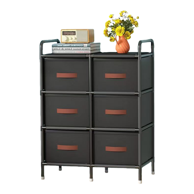 Multi-layer six-drawer storage cabinet, simple and modern clothing and sundries organization cabinet, home storage cabinet in black style Item Picture