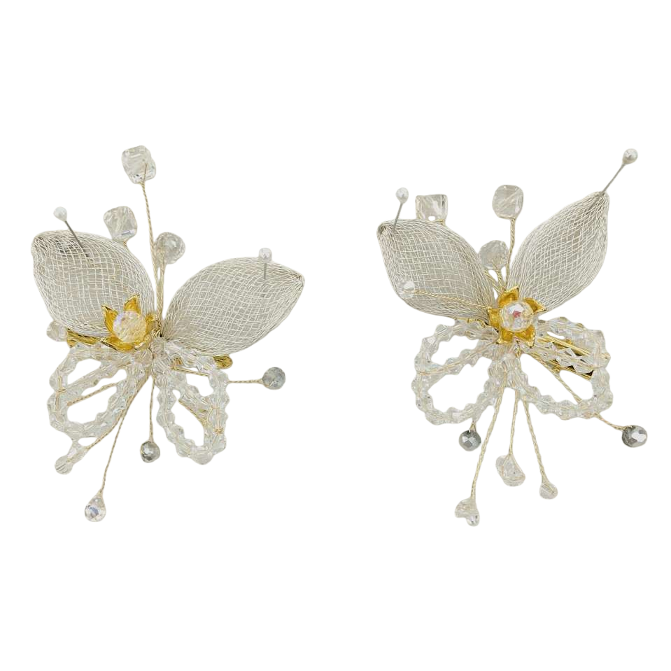 White mesh butterfly hair clip, a simple and elegant Korean-style hair accessory, a versatile hair accessory for girls Item Picture