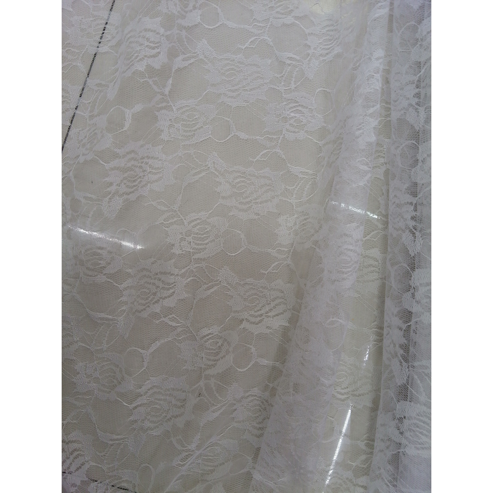 Polyester rose, elegant white lace fabric, DIY wedding dress, curtain and clothing decoration fabric, soft and breathable Item Picture