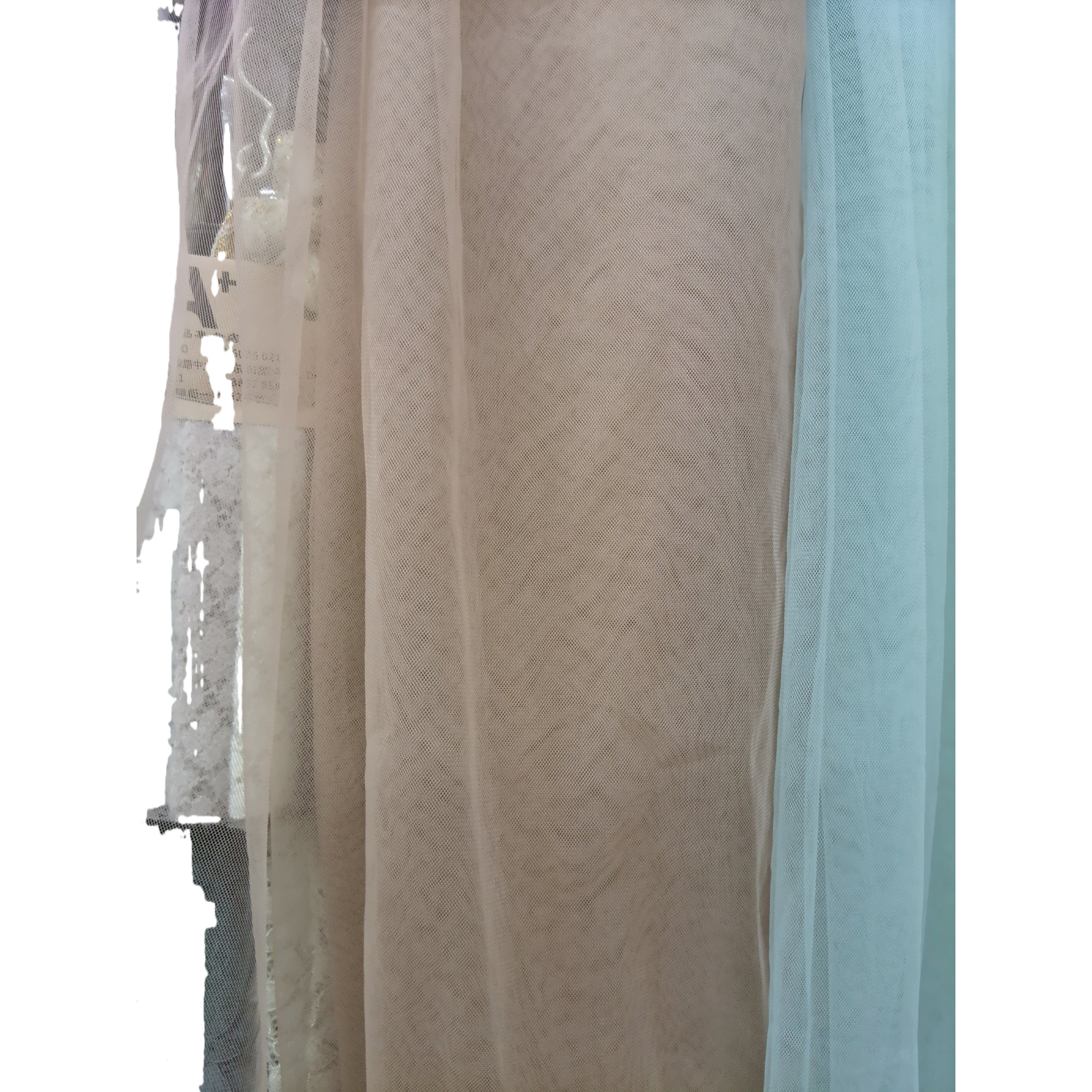 High-quality beige mesh fabric is breathable, lightweight, soft to the touch, and suitable for DIY clothing and curtain materials Item Picture