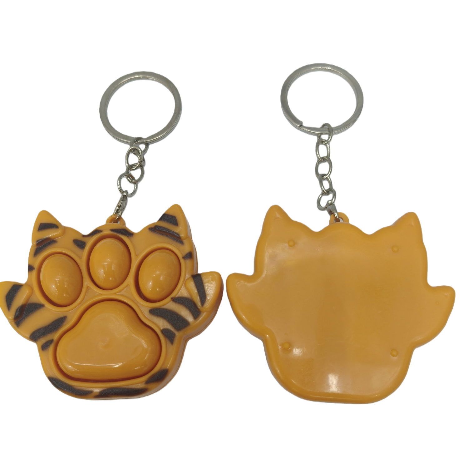 Orange tiger-striped cat claw-shaped press-release keychain, a fashionable, cute and portable accessory gift Item Picture