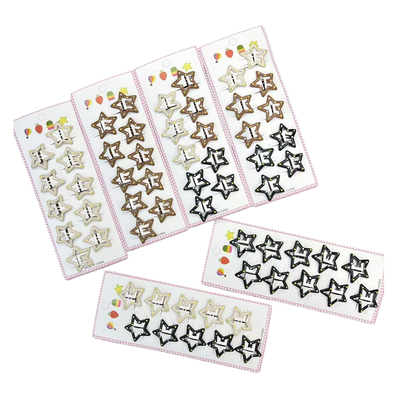 Y2K Sweet and Cool Polka dot Star Hair Clip, Hollowed-out five-pointed star BB Clip, girl's broken hair clip, Versatile children's hair accessory full image