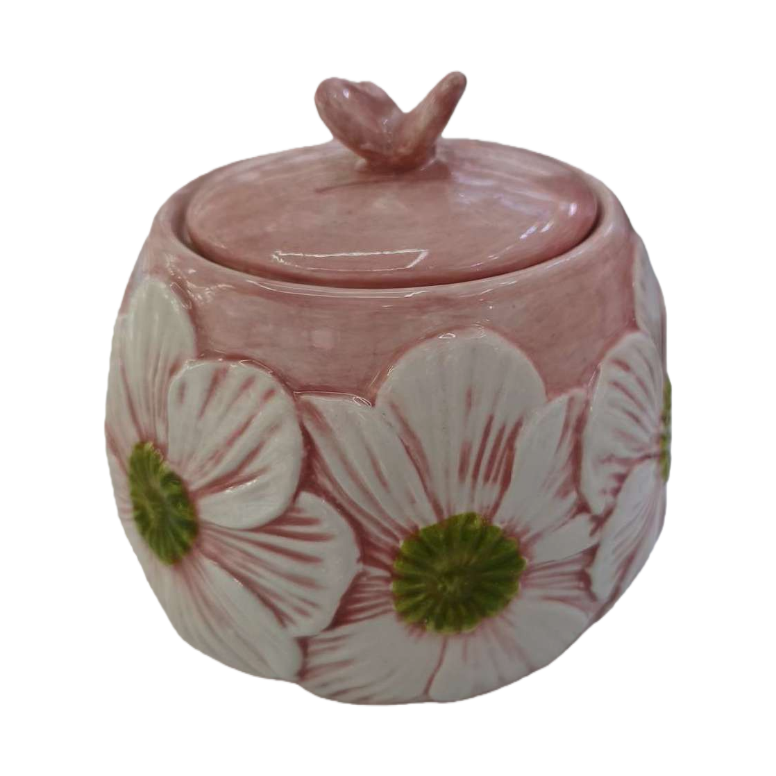 Pink flower ceramic storage jars, creative home storage jars, kitchenware decorative ornaments, ceramic containers Item Picture