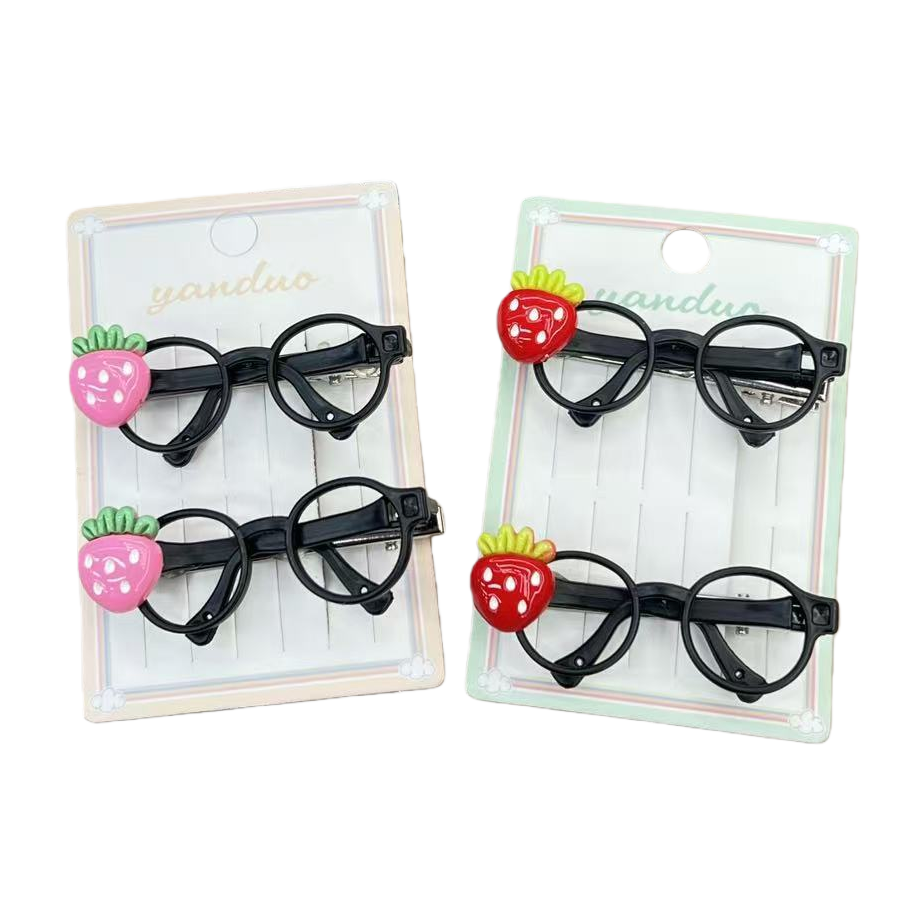 Adorable fresa gafas clip de pelo dibujos animados estilo extraño clip lateral adolescente divertido franjas nicho personalidad adorno accesorios para el pelo details Picture