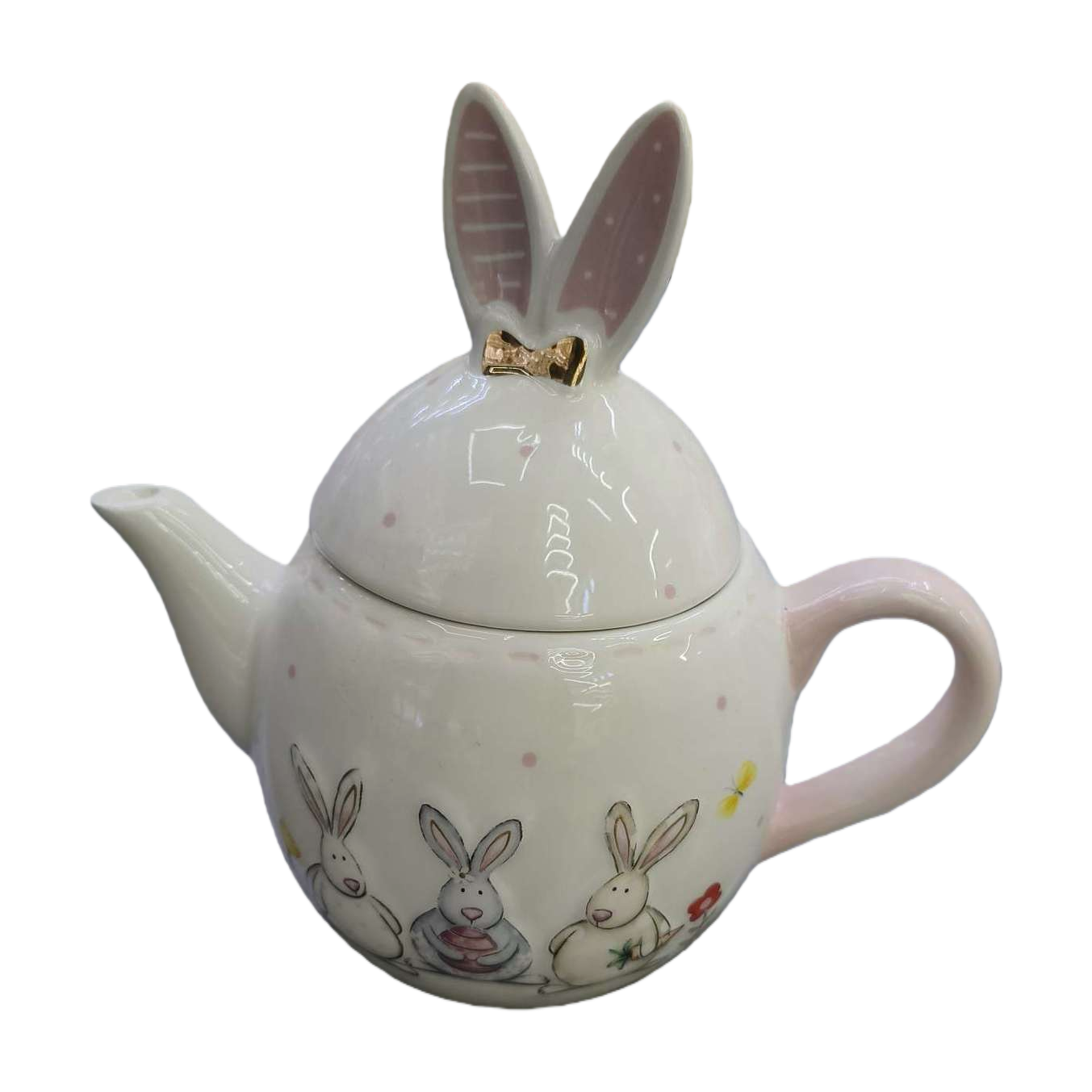 The creative white rabbit-shaped ceramic teapot is cute and fun. It is a simple and practical home tea set gift decoration Item Picture