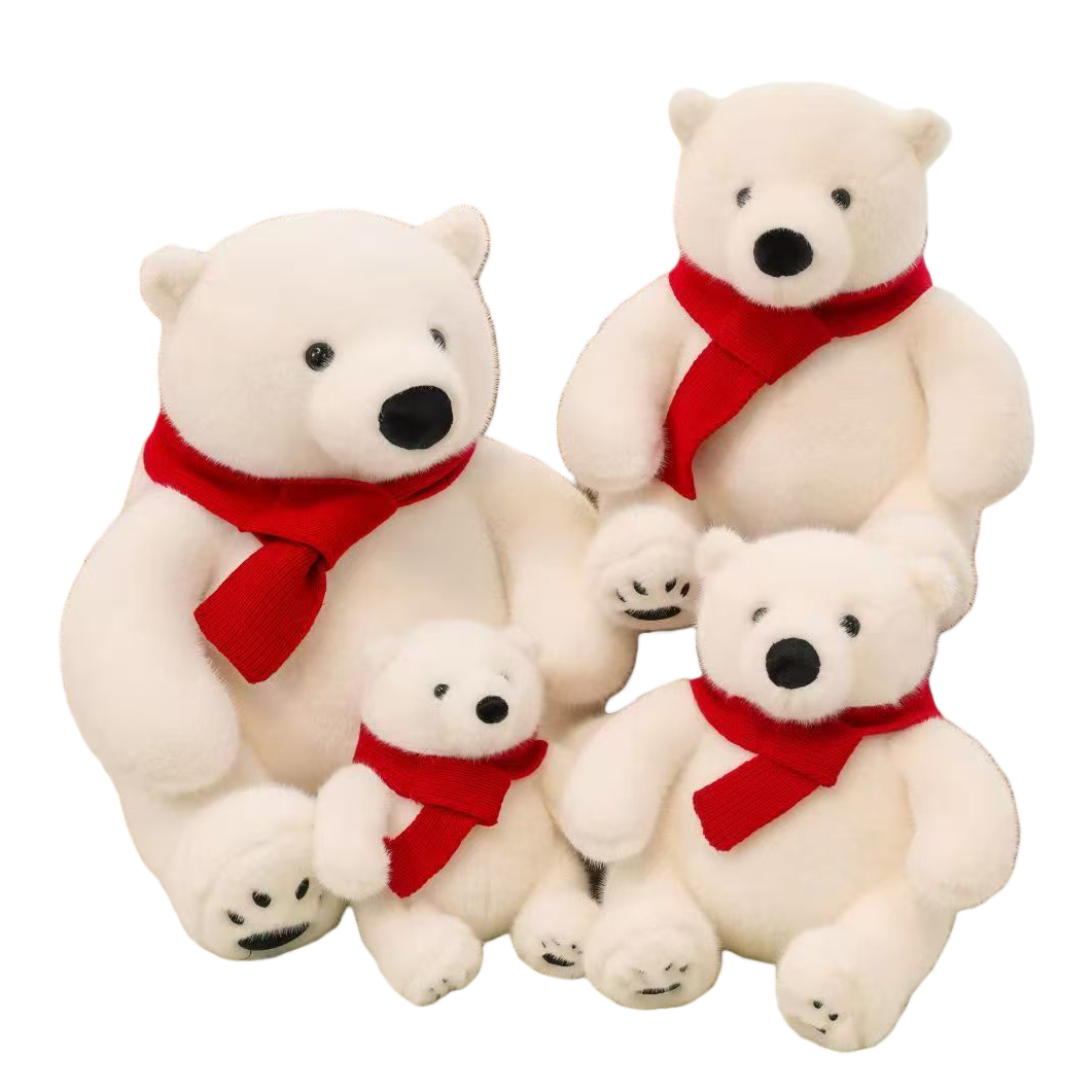 Cute white polar bear plush toy, pillow, fabric doll, children's gift, soft and adorable style Item Picture