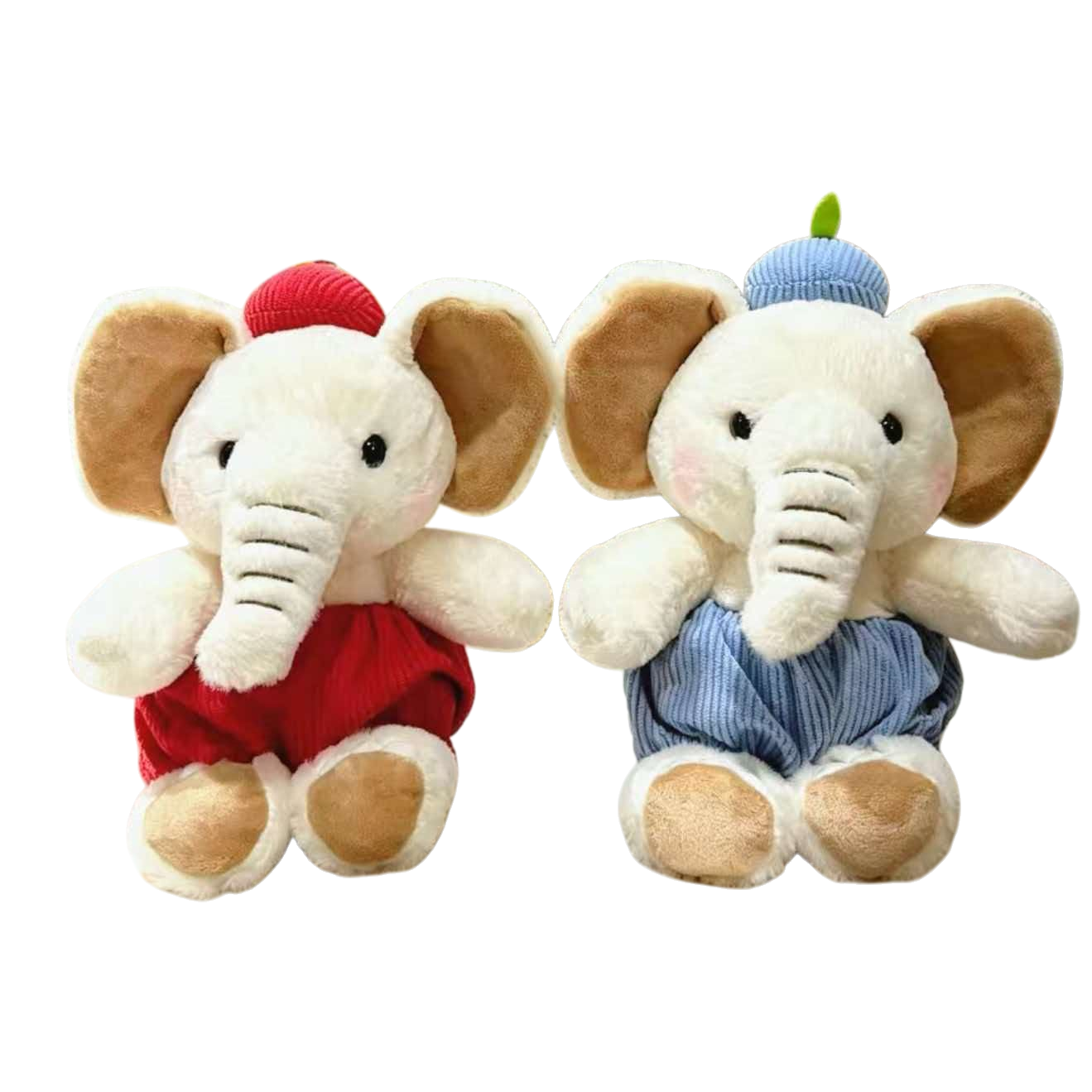 Two cute plush elephant dolls, dressed children's companions, handcrafted fabric toy gifts collection Item Picture