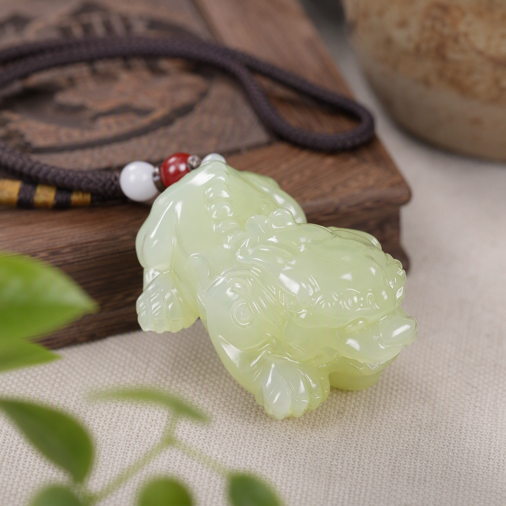 Exquisite light green jade-carved PI Xiu handicrafts, auspicious ornaments, collection, decoration and gift-giving choices details Picture