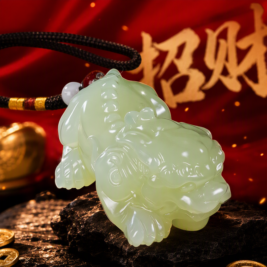 Exquisite light green jade-carved PI Xiu handicrafts, auspicious ornaments, collection, decoration and gift-giving choices Specification image