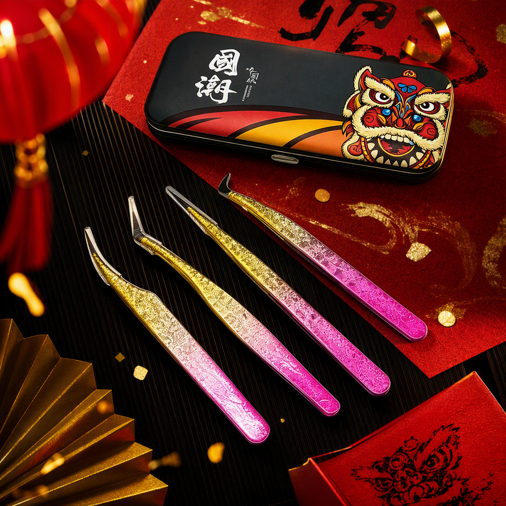 Dorado gradiente rosa morado superciliar pinzas sujeción meticulosa herramienta de belleza profesional portátil y conveniente Specification image