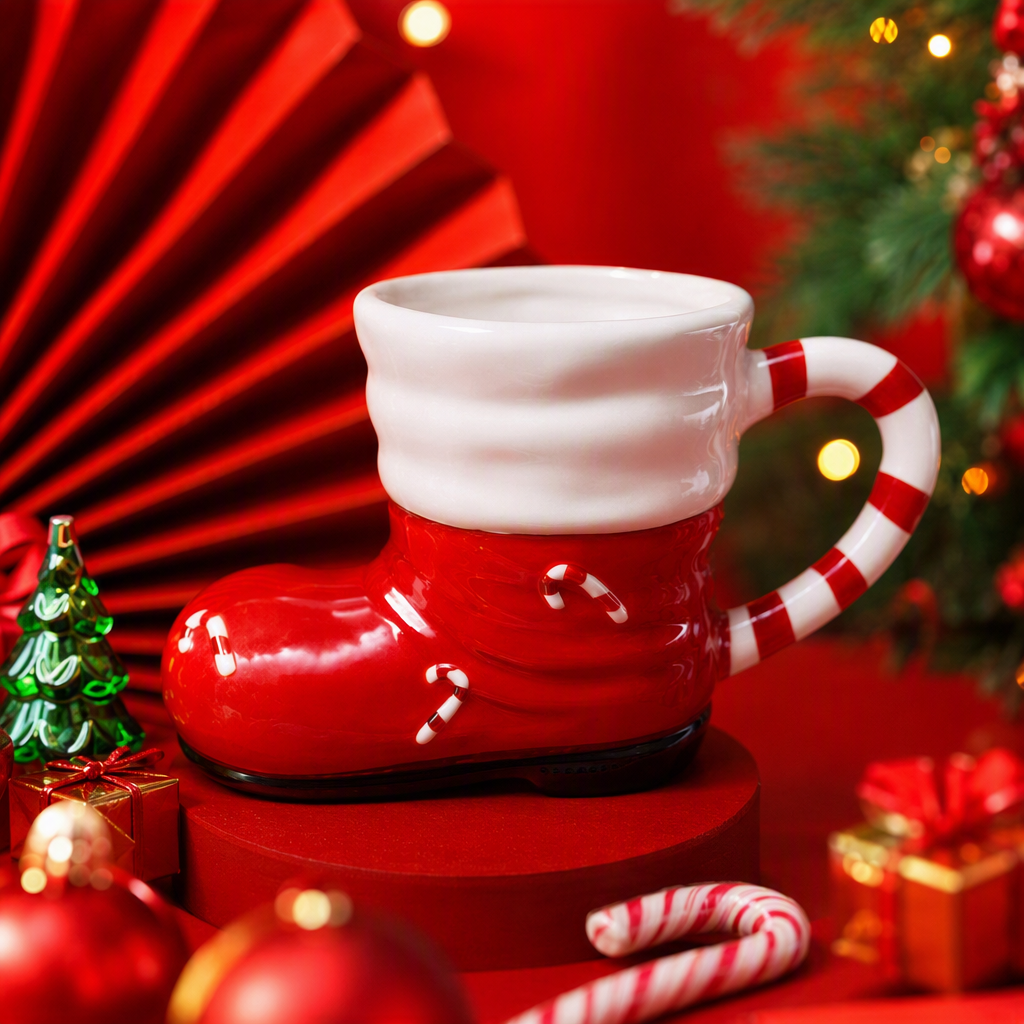 Botas rojas de navidad de forma de taza taza de regalo de navidad cálida idea de regalo para el hogar taza de café decoración de regalo Specification image