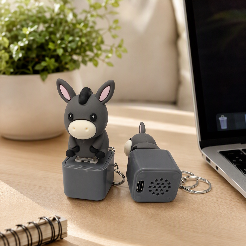 Creative grey donkey-shaped portable power bank with large capacity and multiple functions, a must-have fashionable and trendy travel item details Picture
