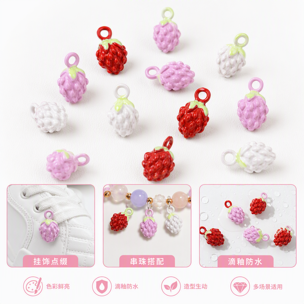 Colorful strawberry-shaped pendant, fashionable, sweet, individual and trendy necklace accessory, a fine gift for female students full image