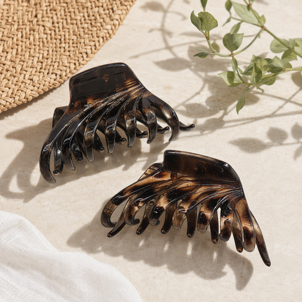 Fashionable black tortoiseshell pattern hair clip, simple and elegant hair accessory, hairstyle decoration, hair accessory, children's style details Picture