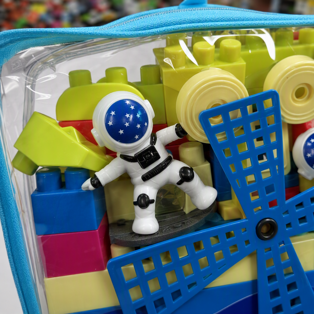 Space astronaut Large particle building block handbag, windmill building, baby intelligence building, children's building block toy Specification image