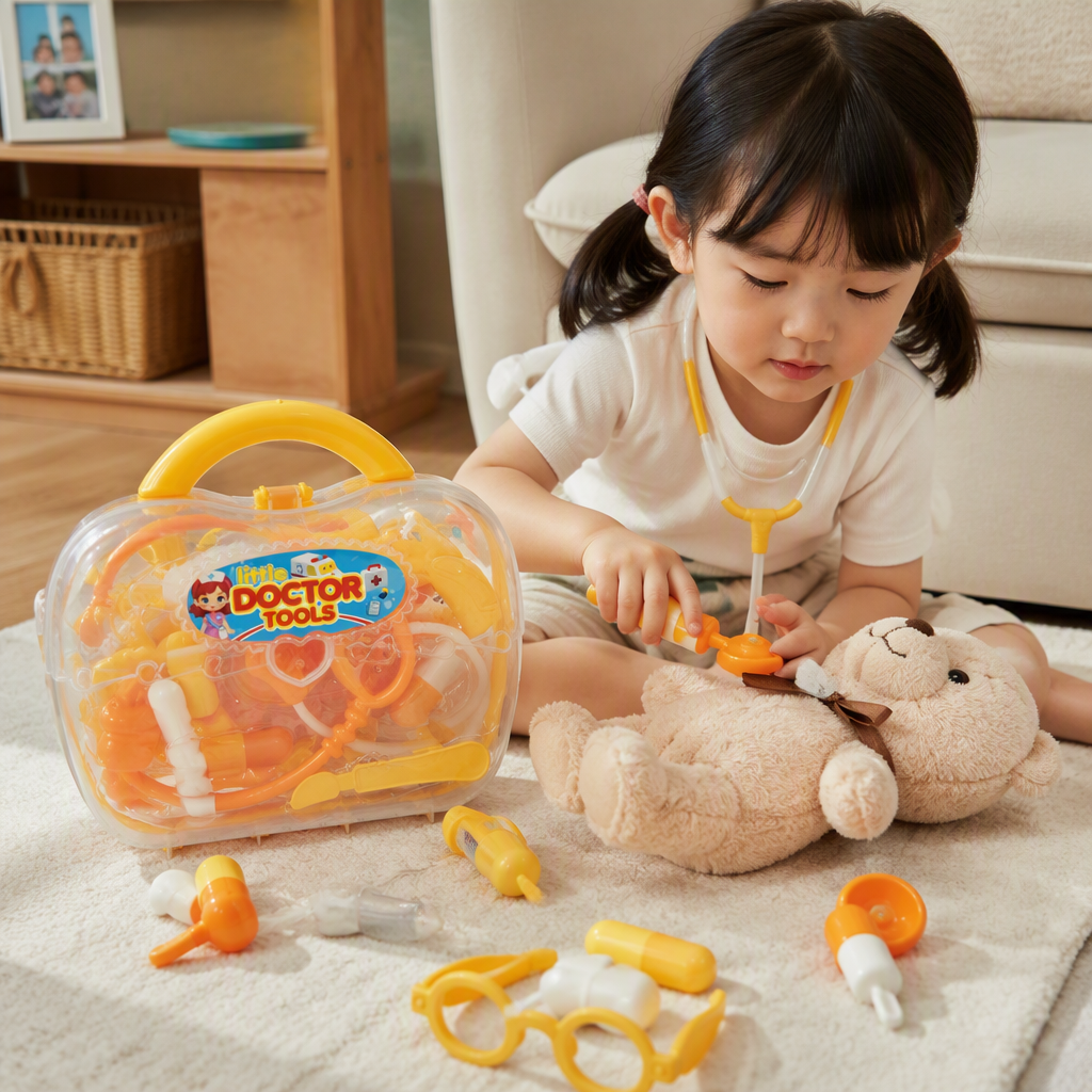 Niños pasando el hogar kit médico simulación herramientas de diagnóstico y tratamiento juguetes divertidos early learning puzzle toys caja de regalo details Picture